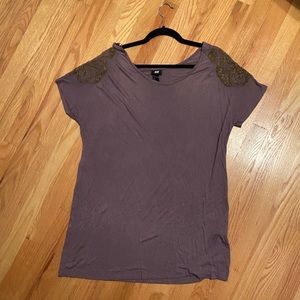 H&M eggplant tunic w/ gold sequin top